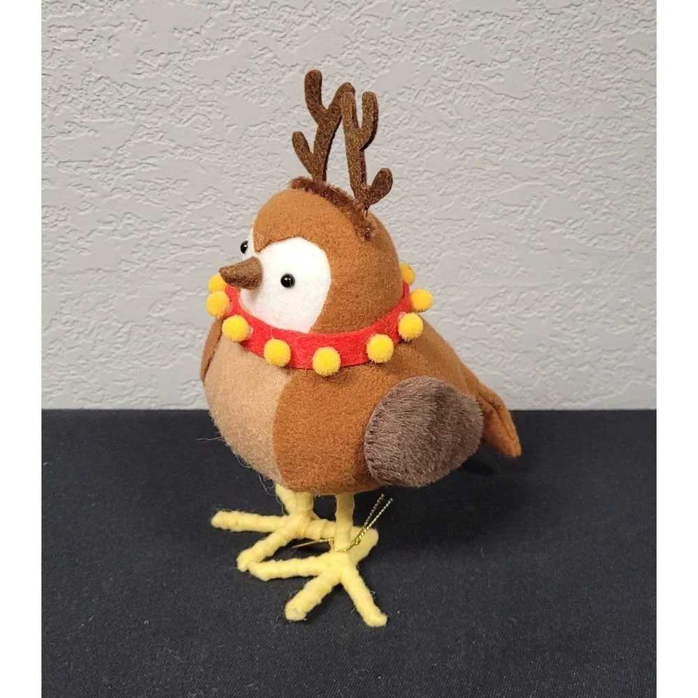 Featherly Friends Bird 2022 Bells Fabric Bird Dressed As Reindeer